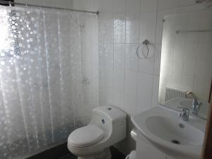 Koupelna v ubytování Cabañas El Roble Lican Ray