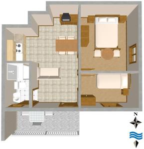 plan piętra pokoju z łazienką w obiekcie Apartments by the sea Vis - 2477 w mieście Vis
