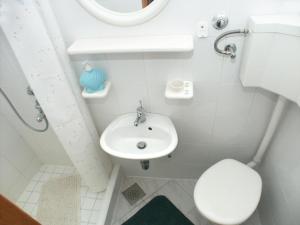 a small bathroom with a toilet and a sink at Apartments by the sea Komiza, Vis - 2429 in Komiža