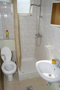 een badkamer met een douche, een toilet en een wastafel bij Apartments by the sea Igrane, Makarska - 2679 in Igrane