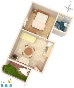 a rendering of a floor plan of a room at Apartment Zaostrog 2625a in Zaostrog