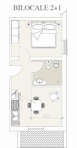 un plan d'étage d'une maison avec dans l'établissement Residence Caterina, à Cattolica