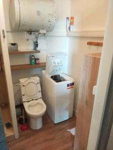 a small bathroom with a toilet and a dryer at LE QUAI in Port-la-Nouvelle
