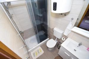 Un baño con ducha, inodoro y lavabo. en Holiday house with a parking space Milovac, Paklenica - 15168, en Starigrad-Paklenica