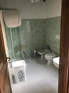 a bathroom with a toilet and a shower and a sink at Agriturismo I Poggi in Impruneta