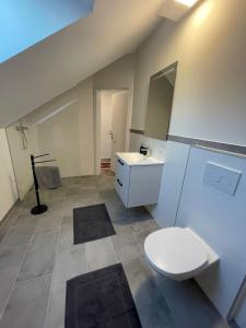 a bathroom with a toilet and a sink at Sorinas Home - Comfortable Apartment near Graz - Free Parking in Wagersbach +9 photos