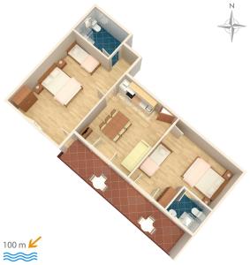 Půdorys ubytování Apartments by the sea Duce, Omis - 2821