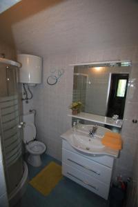 uma casa de banho com um lavatório, um WC e um espelho. em Holiday house with a parking space Bol, Brac - 2894 em Bol