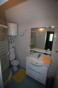 bagno con lavandino, servizi igienici e specchio di Holiday house with a parking space Bol, Brac - 2894 a Bol