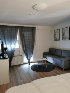 a living room with a couch and a table at Apartman Andro in Samobor