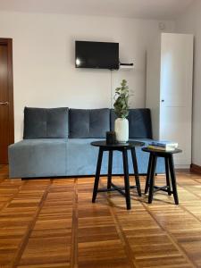 Telewizja i/lub zestaw kina domowego w obiekcie La Playa Apartament z ogródkiem