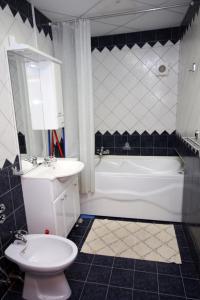 ein Badezimmer mit Waschbecken, Badewanne und Toilette in der Unterkunft Apartment Slano 3183c in Slano