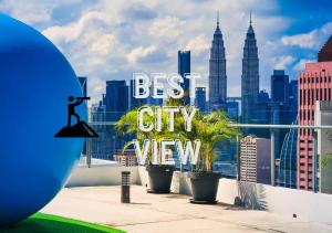 a sign that reads best city view on a balcony at TR Residence WTC Titiwangsa Monorail MRT Station KLCC HKL IJM Bukit Bintang in Kuala Lumpur