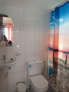 阿克拉的住宿－Beautiful House Spintex Road Accra，一间带卫生间和水槽的浴室