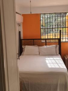 a bedroom with a bed and two windows at Casa De Amor Suites and Tours 