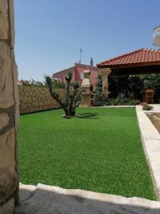 a yard of green grass with a house at Apartments Šime in Šibenik