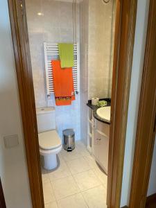 een badkamer met een toilet en een wastafel bij PORTO AGUDA BEACH ***** in Arcozelo