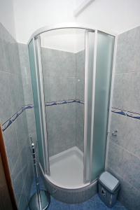 y baño con ducha y puerta de cristal. en Apartments with a parking space Duce, Omis - 3190, en Duće