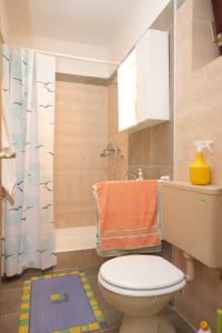 a bathroom with a toilet and a shower at Apartments and rooms with parking space Krk - 3231 in Vrh