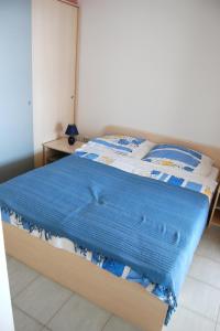 プリモシュテンにあるApartments by the sea Bilo, Primosten - 3090の青い毛布がかけられたベッド