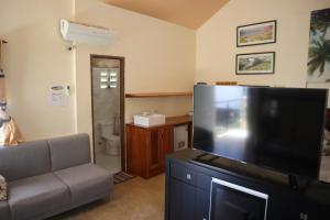 a living room with a large television and a couch at Ice Bear Bar & Tourist Inn in Dauis