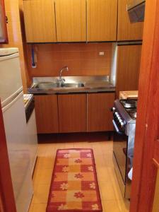 a small kitchen with a sink and a stove at Residence I Comignoli in Scanno +2 photos