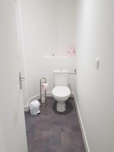 Baño blanco con aseo y lavamanos en Appartement centre ville, en Moulins