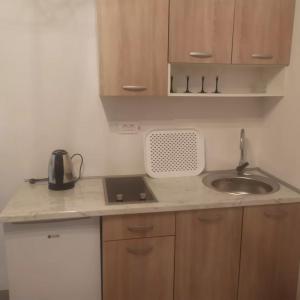 a kitchen with a sink and a counter top at Vila Nomada in Blagaj +18 photos