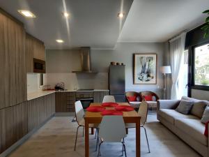 Kuchyňa alebo kuchynka v ubytovaní Fira Plaza España apartment + 4 fotografie