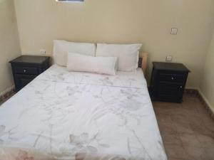 una camera da letto con un grande letto con due comodini di Riad 9 Derb El Bousnne a Marrakech