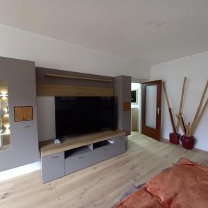Sjónvarps- og/eða afþreyingartæki á Riccis 47m2 bamboo flat
