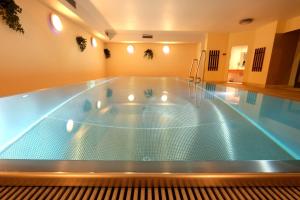 a swimming pool with a jacuzzi tub in a house at das Bergerleben in Sonnenalpe Nassfeld