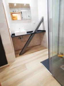 サラゴサにあるApartamentos El Pilarの洗面台と鏡のあるバスルーム