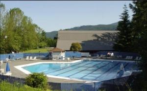 a large swimming pool in front of a building at Deer Haven Apartment in Bellingham