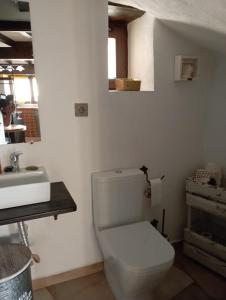 a white bathroom with a toilet and a sink at Inma Enea in Armañanzas