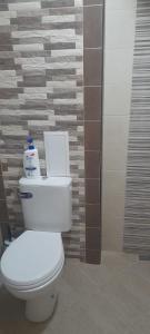 uma casa de banho com um WC branco num quarto em Pliska apartment em Montana