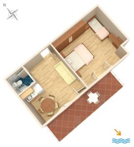 aometric drawing of a room with a bed and a bedroom at Apartments by the sea Duce, Omis - 2731 in Dugi Rat
