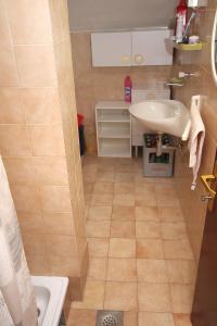 een kleine badkamer met een wastafel en een toilet bij Apartments by the sea Podaca, Makarska - 2695 in Podaca