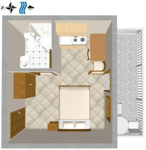 a floor plan of a room with a bathroom at Studio Omis 2757a in Omiš