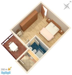 um desenho de uma planta de um quarto em Apartments with a parking space Omis - 2751 em Omiš