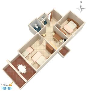 Půdorys ubytování Apartments by the sea Zubovici, Pag - 4130