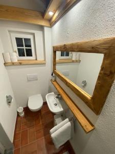 małą łazienkę z toaletą i umywalką w obiekcie Atelier mit Bergblick 