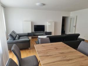 TV a/nebo společenská místnost v ubytování Ferienwohnung Kuhsee