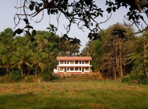 a house in the middle of a field with trees at Heaven Goa Guesthouse in Benaulim +8 photos