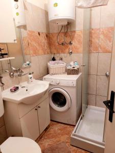 y baño con lavadora y lavamanos. en Stan na dan Novi Grad, en Bosanski Novi