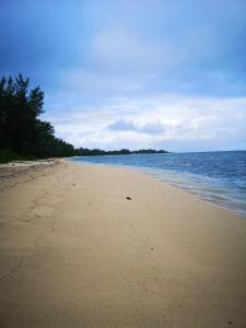 a sandy beach with the ocean in the background at Villa Karel Mauritius Beach house in Riambel