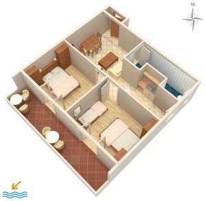 Půdorys ubytování Apartments and rooms by the sea Palit, Rab - 5044