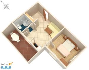 a rendering of a floor plan at Apartment Njivice 5458e in Njivice