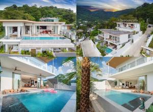a collage of photos of a house and a swimming pool at Capucine Villas in Kamala Beach