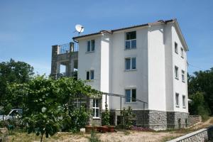 duży biały budynek z satelitą w obiekcie Apartment Pinezici 5464c w mieście Pinezići